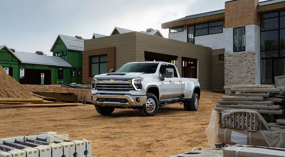White 2026 Silverado 3500 HD parked at a construction site